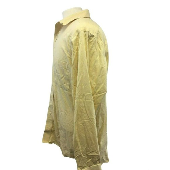 IZOD Mens Casual Button Shirt Yellow Size 17 34/35 XL L/S Cotton Easy Care - Picture 8 of 12